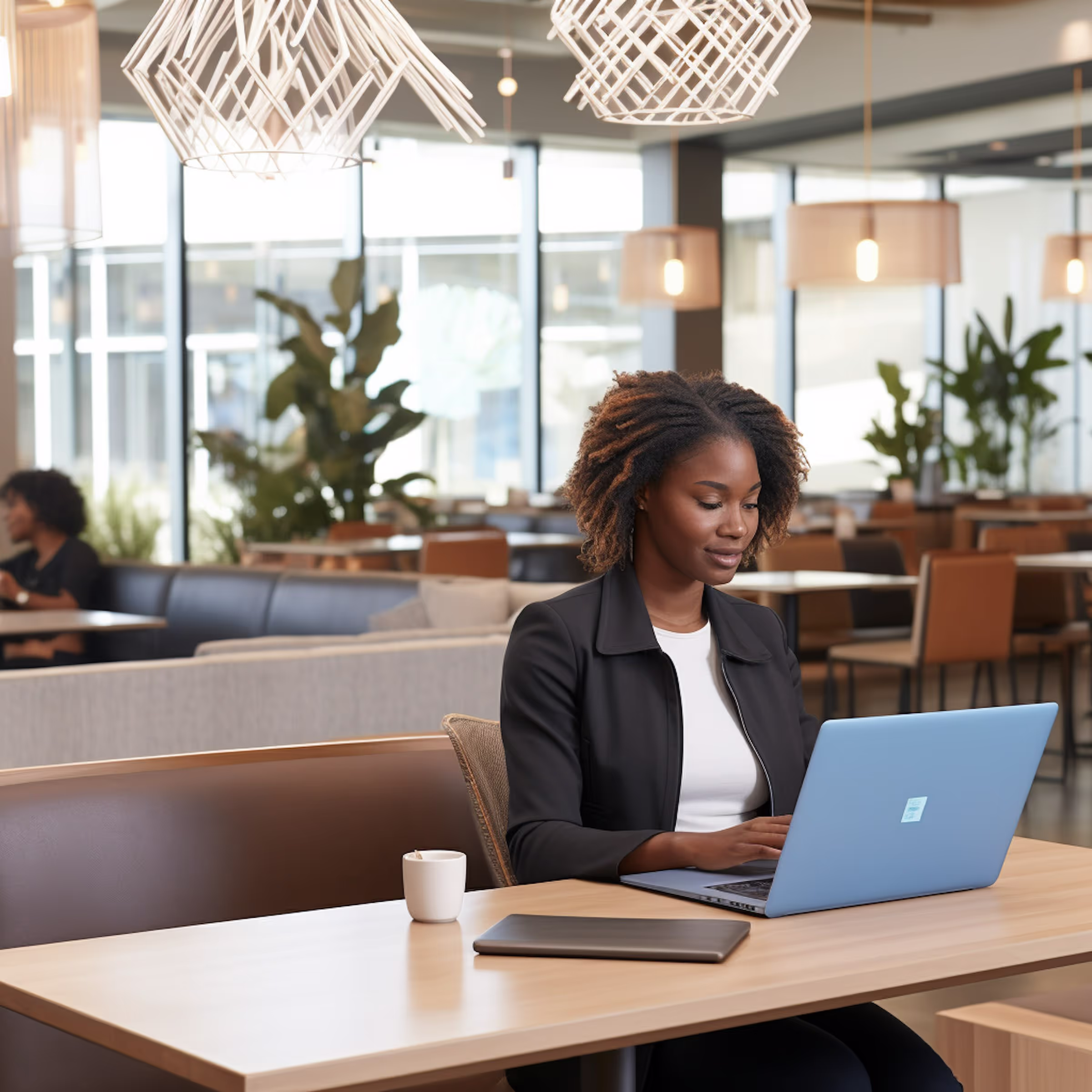a woman is using a computer